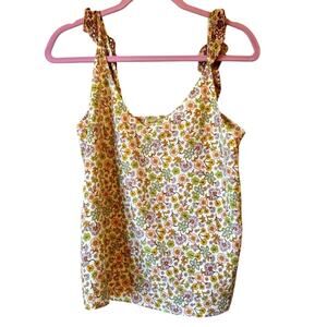 Scotch & Soda Multi Colored Floral Ruffled Tank Top Womens S Beachy Summer